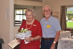Marion Sillick receiving the NZ Bridge Volunteer of the month award 18 Feb 18.jpg